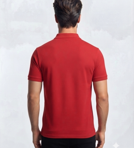 Embroidered Unisex Polo T-Shirt - Red