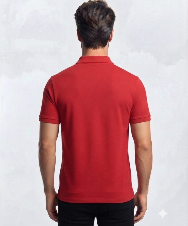 Embroidered Unisex Polo T-Shirt - Red