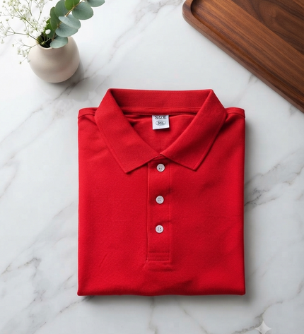 Embroidered Unisex Polo T-Shirt - Red