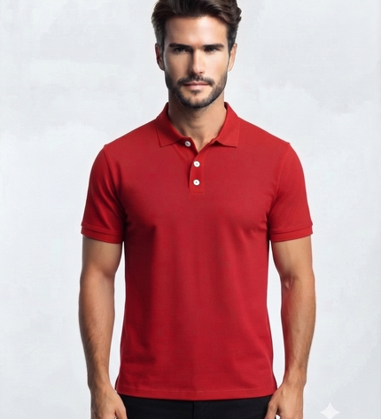 Embroidered Unisex Polo T-Shirt - Red