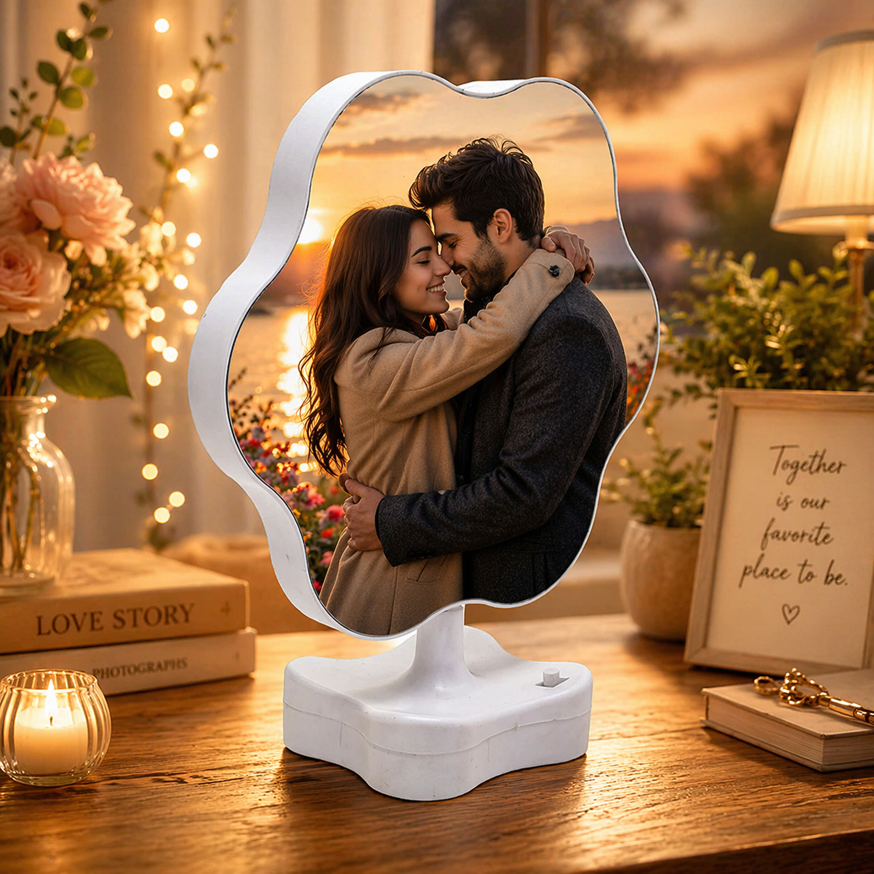 Light Frame Magic Flower Magic Mirror Photo Frame | LED Light | Personalised Gift ...