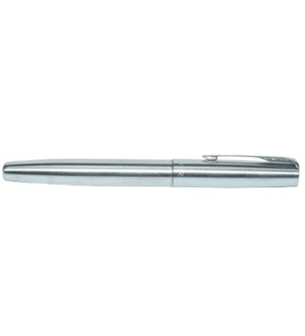 Silver pen on a white background