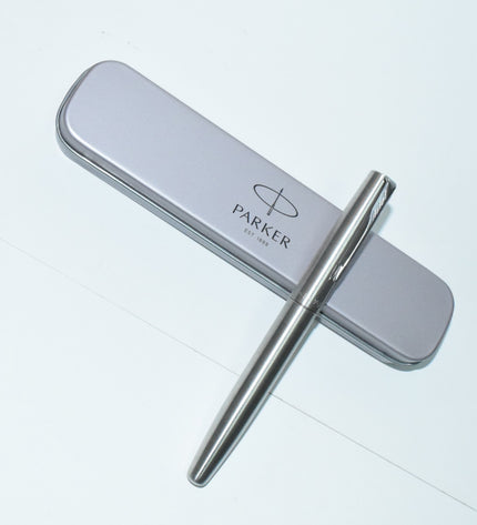Parker pen with silver cap on a white background