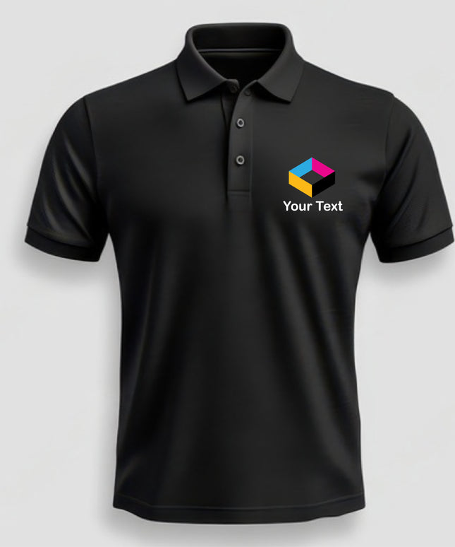 Embroidered Polo T-shirt - Black