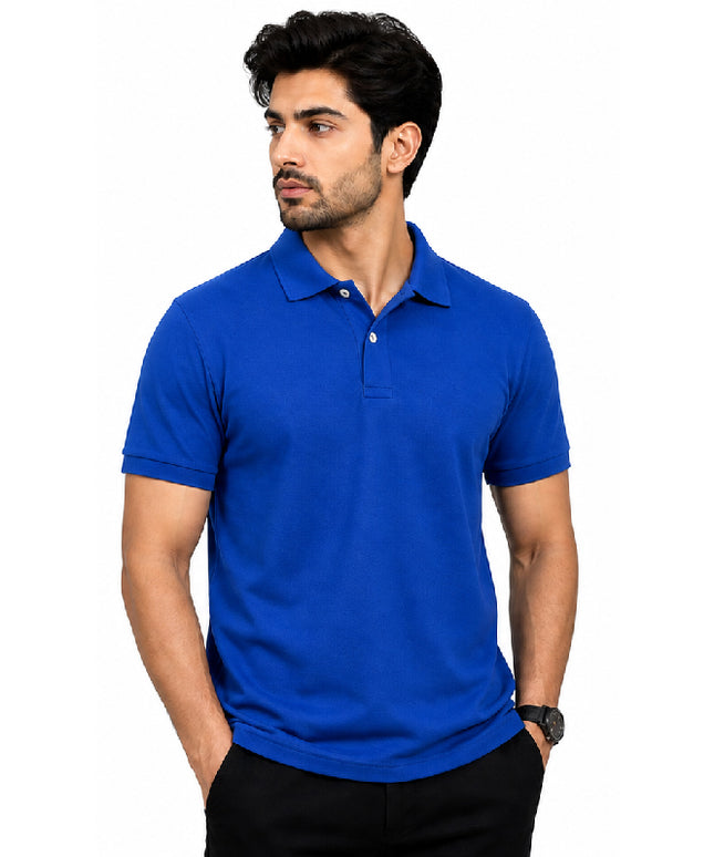 Mercerized Cotton Polo t-shirt - Blue