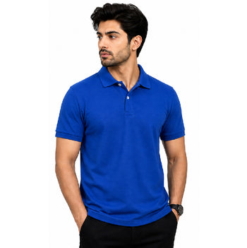 Embroidered cotton polo t-shirt black for corporate uniforms – PrintVenue India