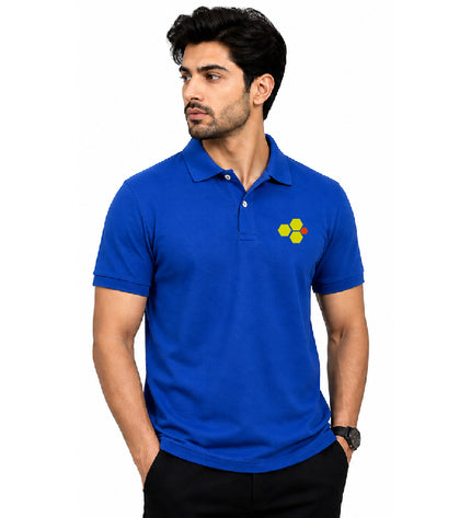 Mercerized Cotton Polo t-shirt - Blue