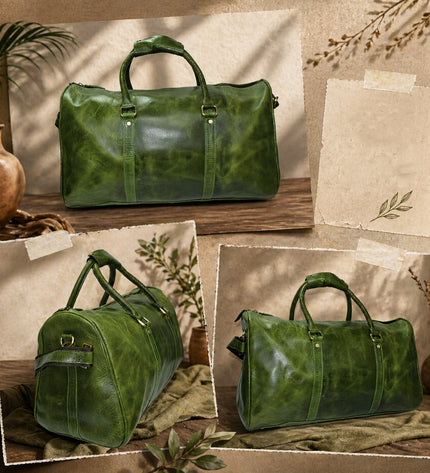Green pure Leather bagpack