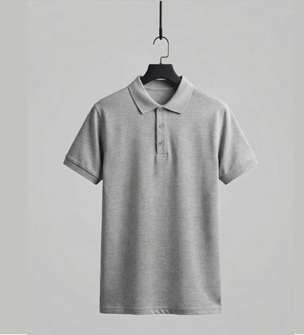 Embroidered Unisex Polo T-Shirt - Melange Grey