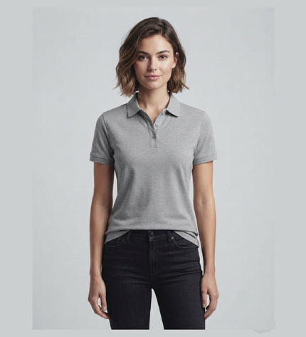 Embroidered Unisex Polo T-Shirt - Melange Grey