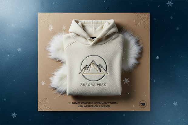 Generate a image for the winter wear card add logo or any printng image on that and it should be realistic immage