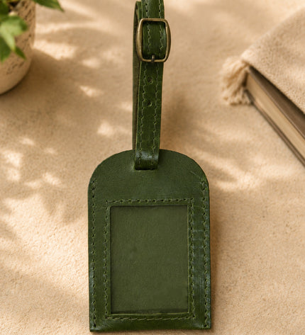 Green-Leather Luggage Tag