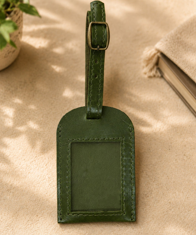 Green-Leather Luggage Tag