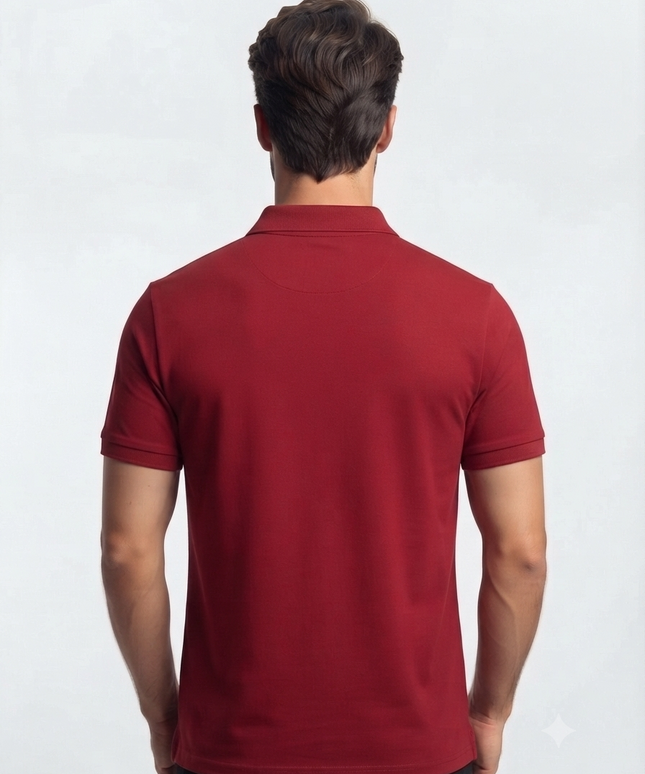 Embroidered Unisex Polo T-Shirt - Maroon
