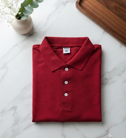 Embroidered Unisex Polo T-Shirt - Maroon