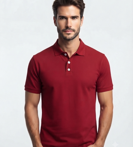 Embroidered Unisex Polo T-Shirt - Maroon