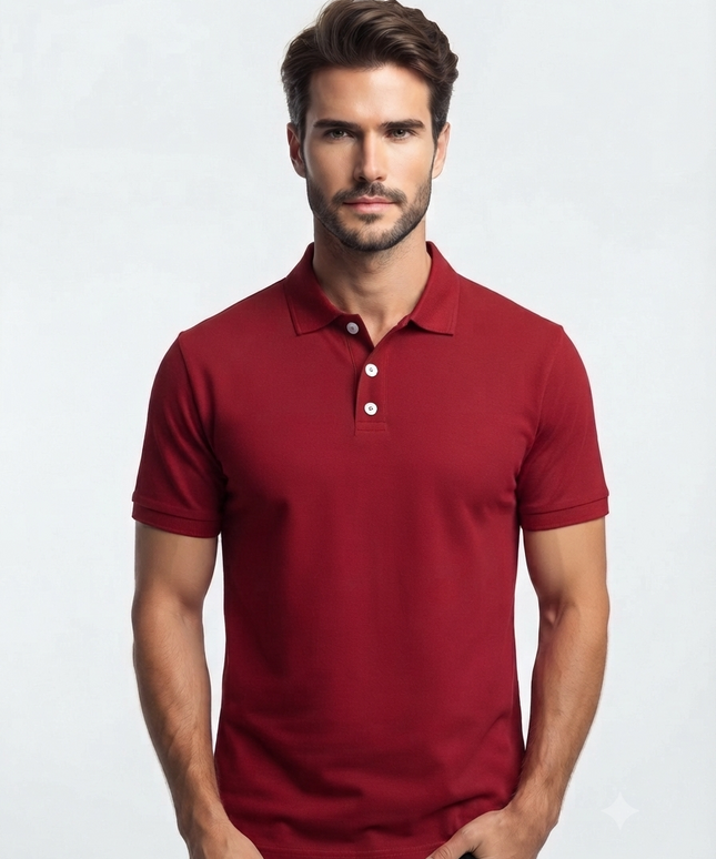 Embroidered Unisex Polo T-Shirt - Maroon