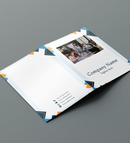 Brochure with a cover page on a gray background