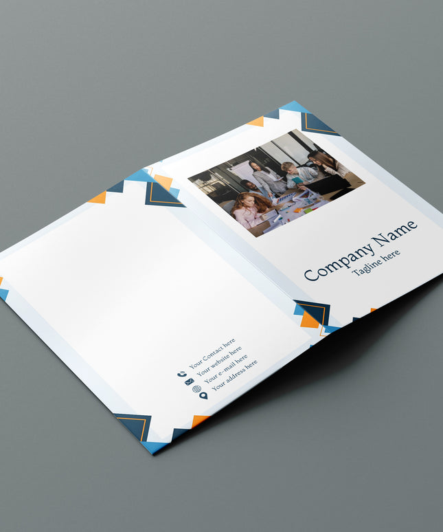 Brochure with a cover page on a gray background