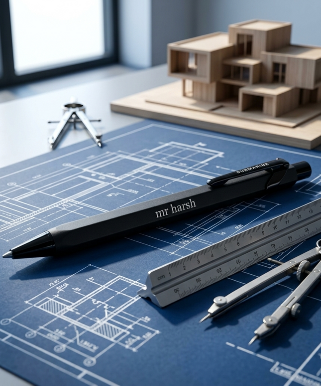 Submarine Engraved Caran Black Ball Pen