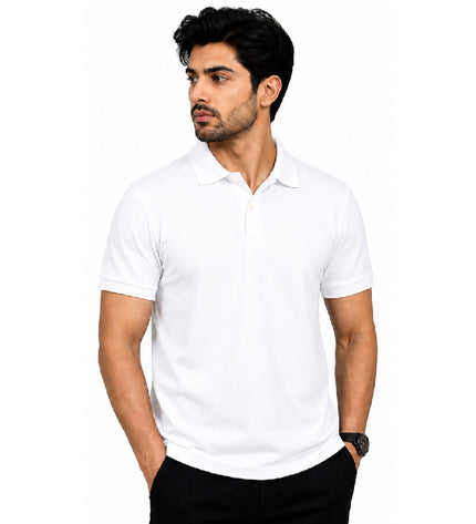 Mercerized Cotton Polo t-shirt - White