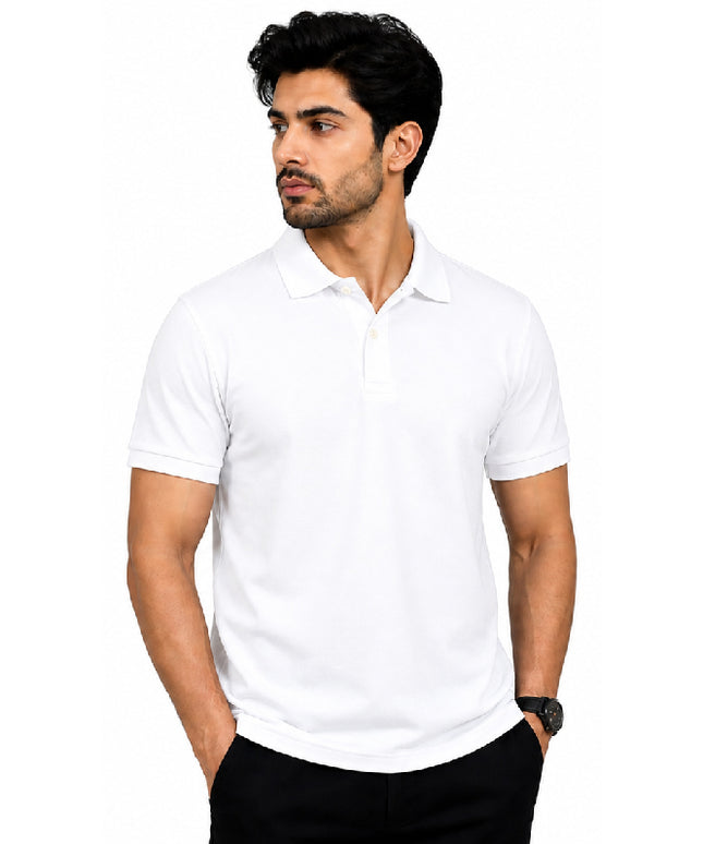 Mercerized Cotton Polo t-shirt - White